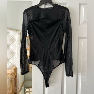 Elegant Black Mesh Bodysuit